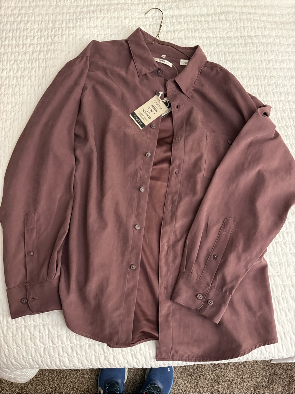 Casual Long-Sleeve Button-Down Shirt - Mauve